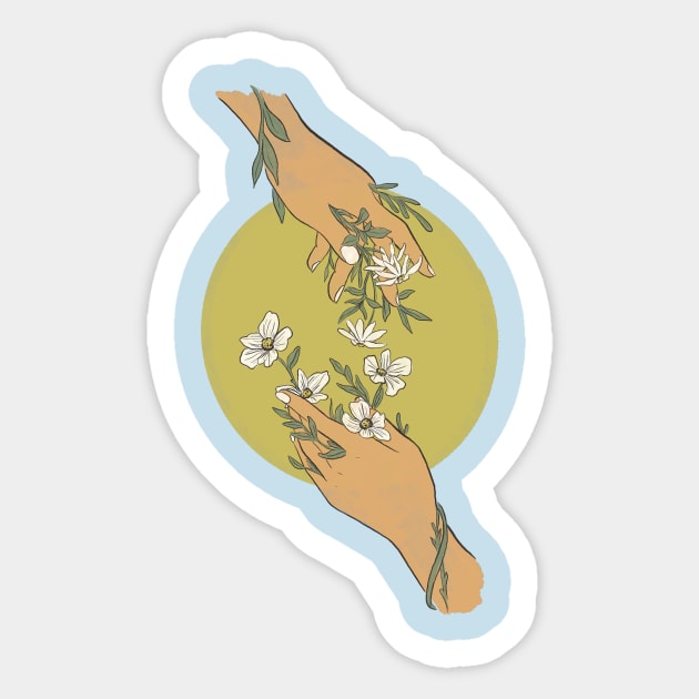 Gemini Zodiac Hands and Flowers Sticker by ECMazur